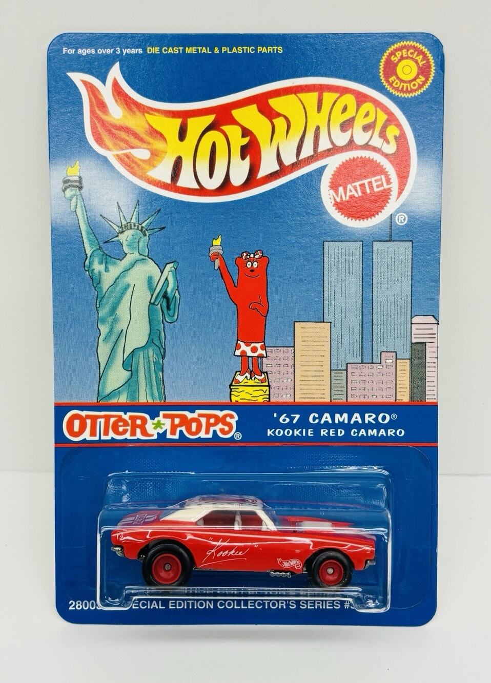 Hot Wheels Otter Pops Kookie Red '67 Camaro Twin Towers w/ Protector NIB
